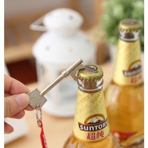 500 PCS New Stainless Steel Key Shaped Keychain Bottle Opener Buckle Wine Beer Soda Glass Cap Bar Tool Club