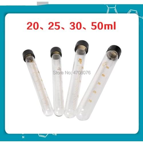 6 pcs/pack 20-25-30-50ml Glass Centrifuge Tube With Screw Lid Graduated Test Tube with cover Round bottom for chemistry test