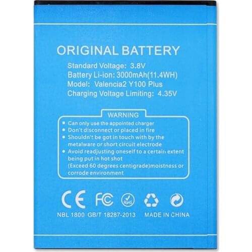 For DOOGEE Y100 Plus Battery For Doogee Valencia 2 Y100 Plus Batterie Bateria Accumulator 3000mAh