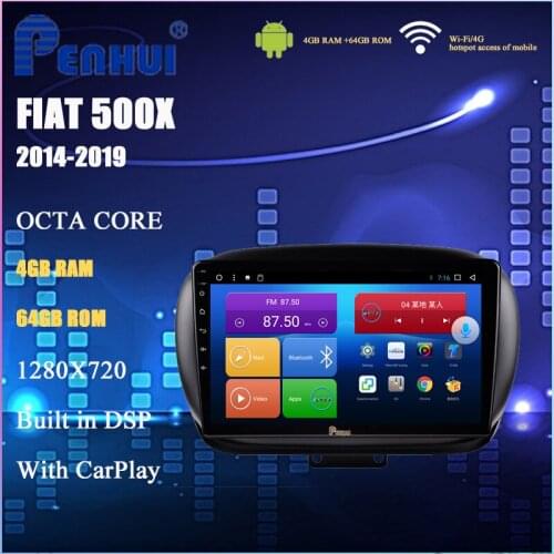 Android Car DVD For Fiat 500X (2014-2019) Car Radio Multimedia Video Player Navigation GPS Android 10.0 Double DIn