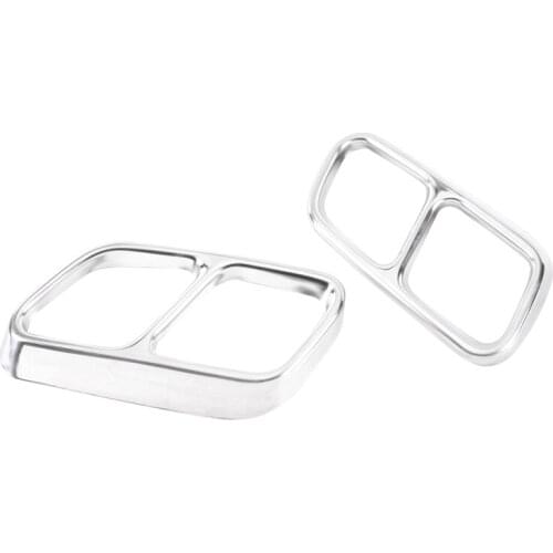 Car Stainless Steel Car Rear Dual Exhaust Muffler Pipe Cover Trim Tail Throat Frame for Benz CLS 2012-2017 Silver