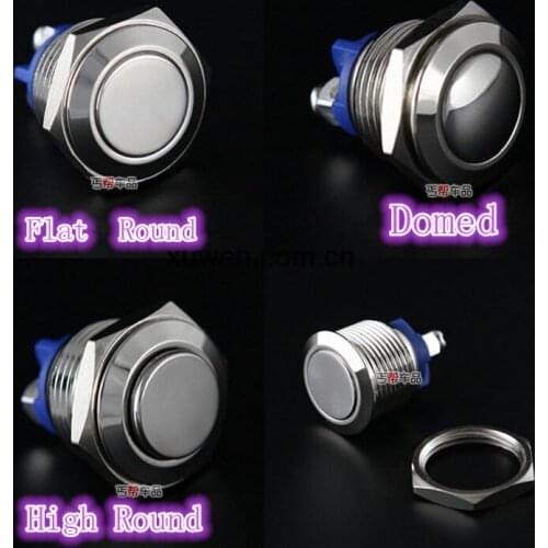 Free shipping 2pcs/Lot GQ16-B Domed 1NO Momentary 16mm 2 Screw Terminals Stainless Steel Push Button Switch