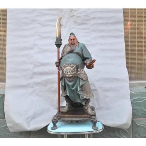 Free Shipping MISS sta.01065 28" China Bronze soldier General Guan Gong Guanyu Hold Knife Sculpture Statue