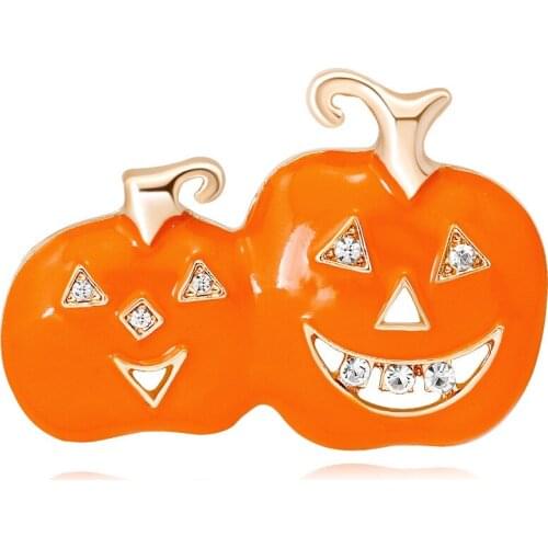 Halloween Pumpkin Brooches For Kids Crystal Rhinestones Alloy Enamel Pin Brooches Halloween party Jewelry Gift AL425