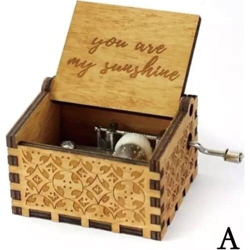 Antique Carved Wooden Music Box My Sunshine Love Dad Coffin mom Gift Decor Mom Gift Anonymous Party Send Birthday Love Chri W8G4