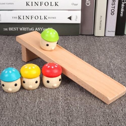 Wooden Building Blocks Four Colors Small Mushrooms Slide Childrens Early Education Educational Fun Toys Montessori Education