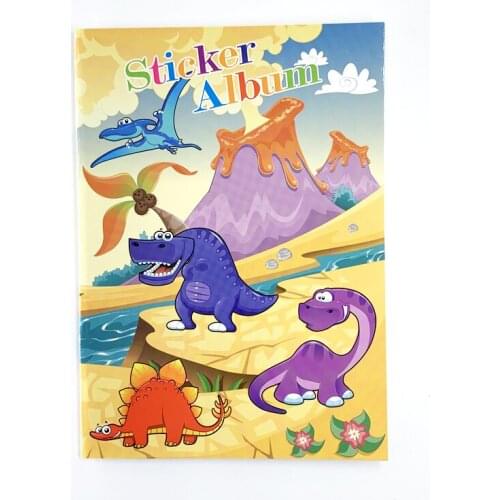 Kids Cartoon Dinosaur Sticker Album DIY Scrapbook Sticker Collection Book for Boys Childrens Gift
