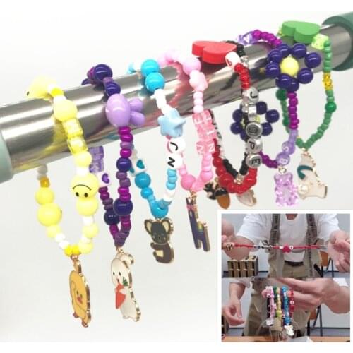 Kpop Bangtan Boys Beads Bracelet Colorful Cartoon Animals Elastic Bracelet Jhope Handmade Jewelry for Girls SUGA Jimin Jin
