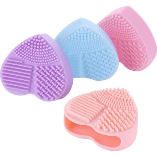 Hot Love Heart Wash Cosmetic Brushes Cleaner Silicone Makeup Tool Cleaning Scrubber