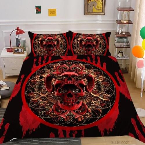 Fanaijia Skull Bedding Set Queen Size Sugar Skull Duvet Cover Set with Pillowcase King Full Bedroom Comforter Set