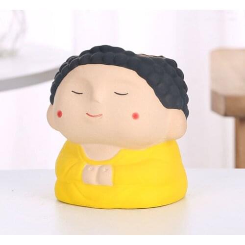 2pcs/set Creative Little Tathagata Flowerpot Cartoon Ceramic Crafts Succulent Plant Pot Bonsai Vase Container Balcony Decor