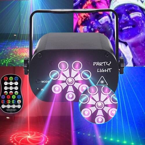 Laser Strobe Light 8 Hole 120 Pattern RGB Laser Lines Beam Scans DJ Dance Bar Home Party Disco Effect Lighting Light System