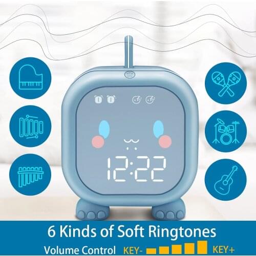 Cute Digital Dinosaur Alarm Clock Kids Gift with Night Light Snooze Mode,Temperature,Countdown Voice Control For Bedroom