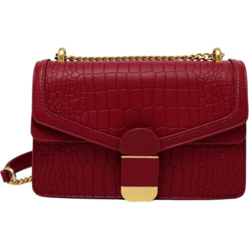 Trendy Stone Pattern Chain Shoulder Bag Women 2021 Fashion PU Leather Flap Small Crossbody Handbag Female Wild Mini Square Bag