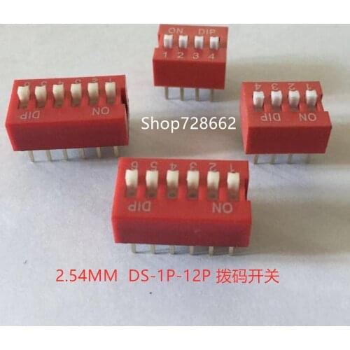 10pcs Slide Type Switch Module 1 2 3 4 5 6 7 8 PIN 2.54mm Position Way DIP Red Pitch Toggle Switch Red Snap Switch Dial Switch 4