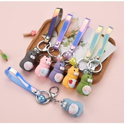 Cartoon Resin Cat Keychain Cute Snowflake Gloves Doll Pendant Keyring Women Men Couple Bag Car Key Chaisn Christmas Gift