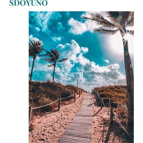 SDOYUNO 60x75cm Paint By Numbers Kits Scenery DIY Oil Painting By Numbers On Canvas Landscape Frameless Digital Handpaint Decor