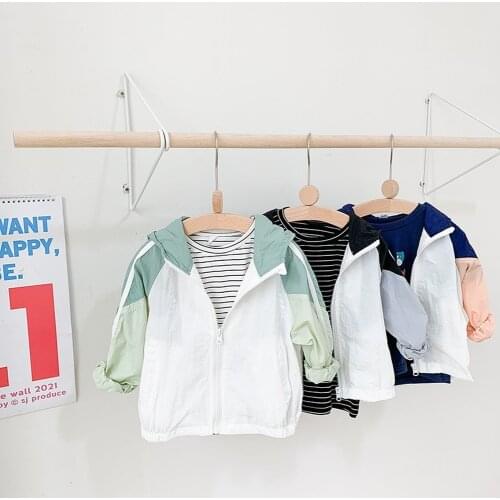 2021 New Thin Children Clothing For Boys Girls Hooded Sun Protection Kids Coat Zipper Shirt Summer Style