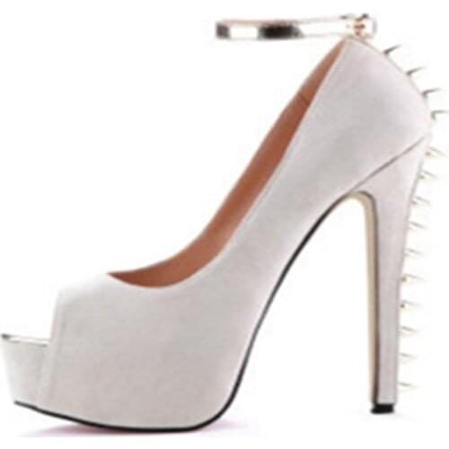 SHOFOO shoes,Beautiful and fashionable womens shoes, suede, about 14.5cm high-heeled womens shoes, peep toe pumps. SIZE:34-45