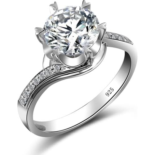 Real 2ct Moissanite Ring Women 925 Sterling Silver Eternity Wedding Rings Diamond 6 Prong Settings Handmde Fashion Jewelry New