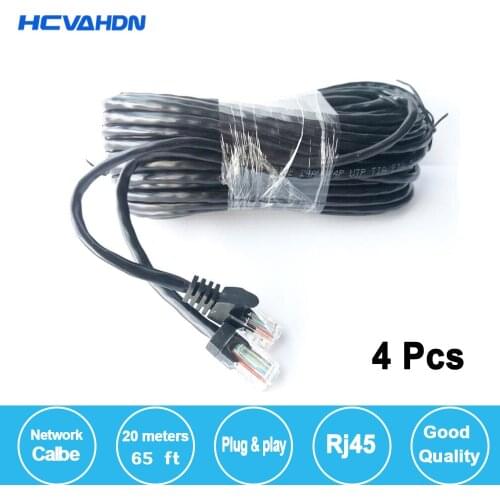 Value 4 pcs 20M 65ft cat5 Ethernet Network Cable RJ45 Patch Outdoor Waterproof LAN Cable Wires For CCTV POE IP Camera System
