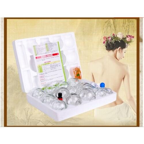 Thickening cupping explosion-proof glass fire jar cupping the tank household vacuum cupping, 16 cans cups for body back massage