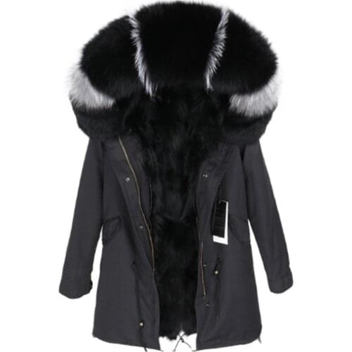 Real Fur Parkas Real Racoon Fur Coat For Women 2021 New Winter Warm Fashion Raccoon Fur Lining Raccoon Fur Collar Womens Parka