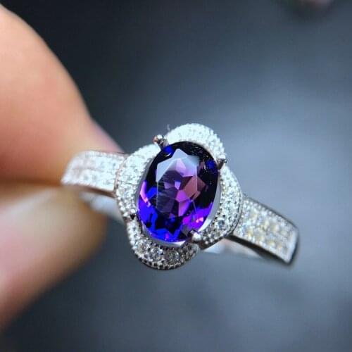 Blackfriday sale big size purple color Amethyst gemstone ring women silver ring natural gem 925 sterling silver New year gift