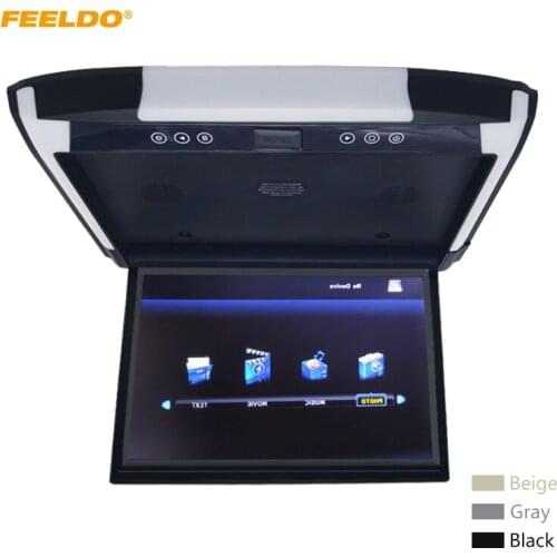 FEELDO 3-Color Options 12.1" Car/Bus TFT LCD Roof Mounted Monitor Flip Down Monitor With MP5/2-Way RCA Video Input #FD6223