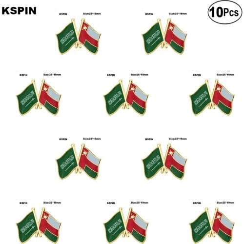 Saudi Arabia & Oman Friendship Flag Lapel Pin Flag badge Brooch Pins Badges 10Pcs a Lot