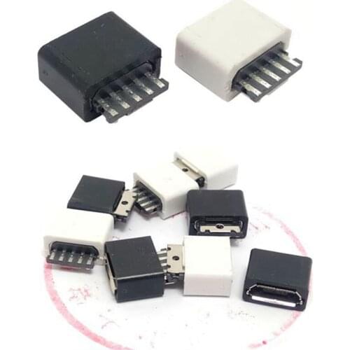 10 sets per lot DIY Micro USB 2.0 B type Female 5 Pin Socket solder cable type Assembly Adapter Connector plastic shell