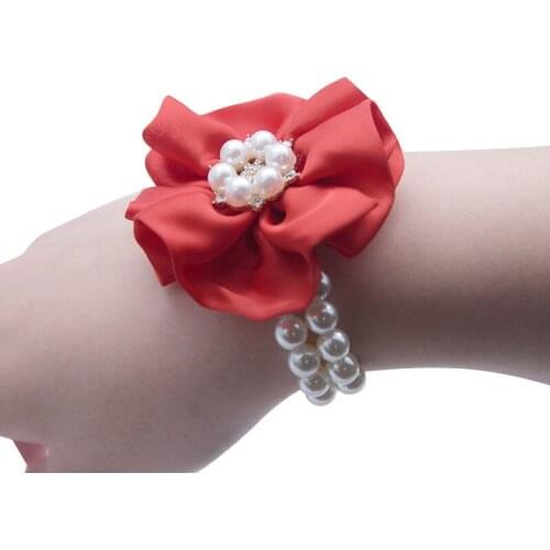 10Pcs/lot Pearl Wedding Wrist Flowers Bridesmaid de Marriage Crystal Corsages Wrist Flowers
