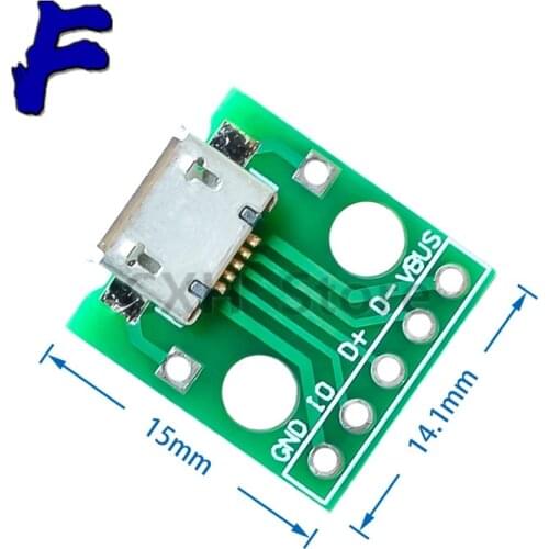 10PCS Micro USB to Dip bus B-type Mike 5p patch to pto dip bus B-type Mike 5p patch to plug in adapter board has welded bus head