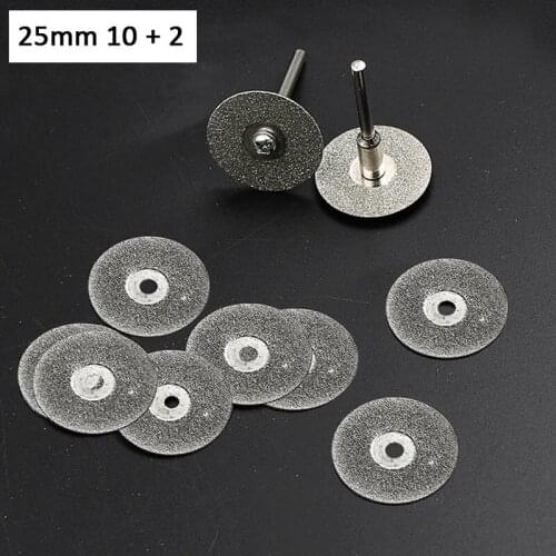 12pcs/ set) 25mm Diamond Cutting Saw Blade Set Electric Grinder Polishing Jade Grinding Wheel Mill Parts Rods Cutting Discs