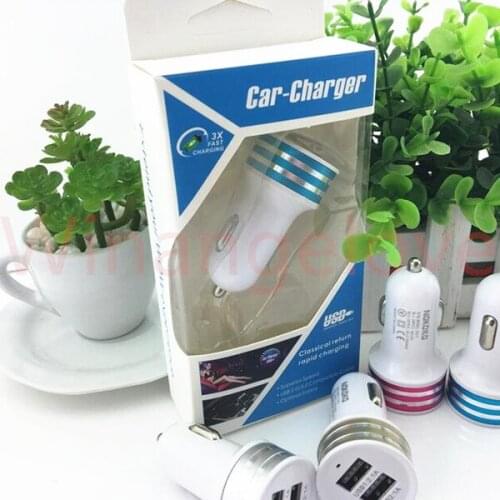 200Pcs Dual USB Port Car Adapter Charger 2.1A Aluminium 2-port Car Charger For Iphone X 8 Plus for Samsung with retail box