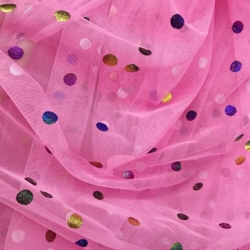 3 Yards Soft Colorful Tulle Mesh Lace Fabric Print Rainbow Polka Dots Gauze Fabric For Tutu dress, Veil, Wedding Party Decor