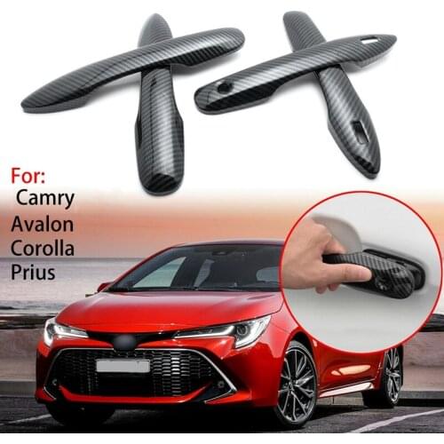 4Pcs/Set Side Carbon Fiber Exterior Outside Outer Door Handle Cover Trim for Toyota Camry Corolla Prius 2018-Up