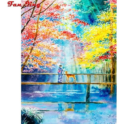 5D DIY Diamond Painting Forest Japanese woman Embroidery Full Square Diamond Cross Stitch Rhinestone Mosaic Home Decor