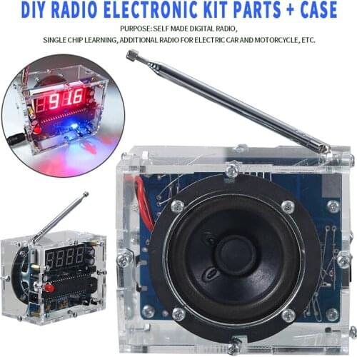 AM FM Radio Experimental Board DIY Electronic Kit + Transparent Protective Box For Self Making Digital Radio Set