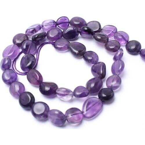 2 strands Natural Stone Beads 8-10mm Irregular Amethyst Purple Crystal Stone Beads For Jewelry Making Bracelet Necklace 15inches