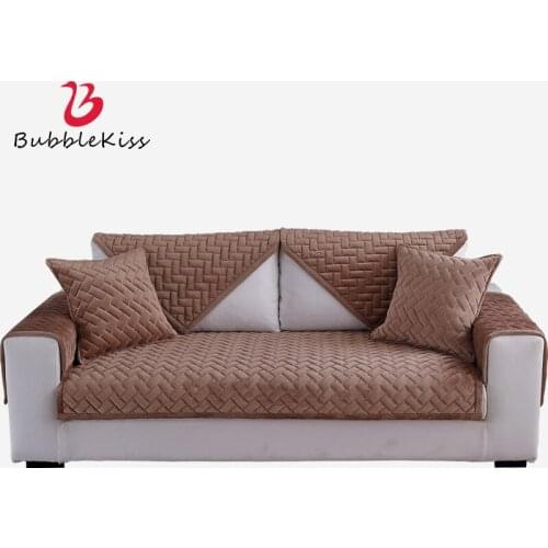 Bubble Kiss Sofa Cover Solid Color Plush Fabric Comfort Thick Wear-Resistant Non-Slip Modern Minimalist Dust-Proof Couch Cover