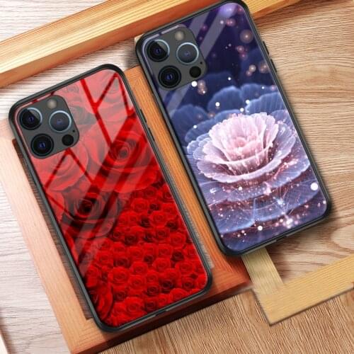 Case For Iphone 12 Pro Max Flowers Series For Phone Cover Case Tempered Glass For Iphone 11 12 Pro Max X XR XS Max 8 7 6 6s p