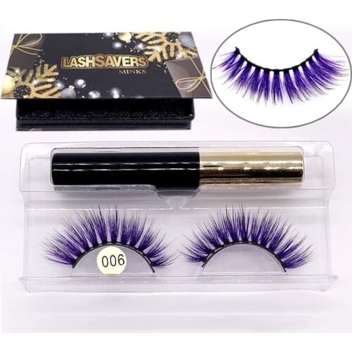 Colored Magnetic 3D False Eyelashes Waterproof Eyeliner Set Natural Thick Colorful Magnetic Eyelashes No Glue Eyelash Wholesale