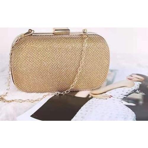 Flap Design Hollow Out Style Metal Evening Bags Chain Shoulder Handbags Golden Color Retro Wedding Purse