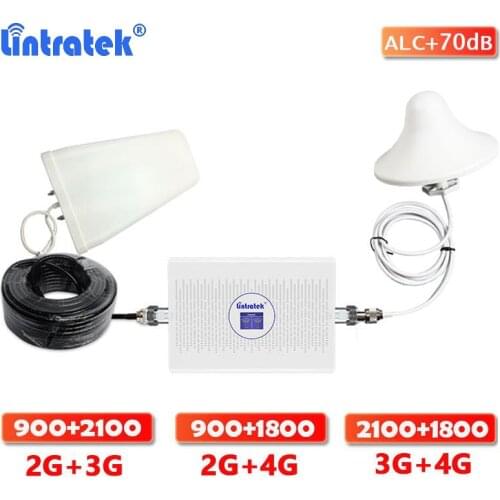 Lintratek GSM 900 Dual band signal booster 2G 3G / 3G 4G signal amplifier cellular repeater WCDMA 2100 DCS LTE 1800 full kit
