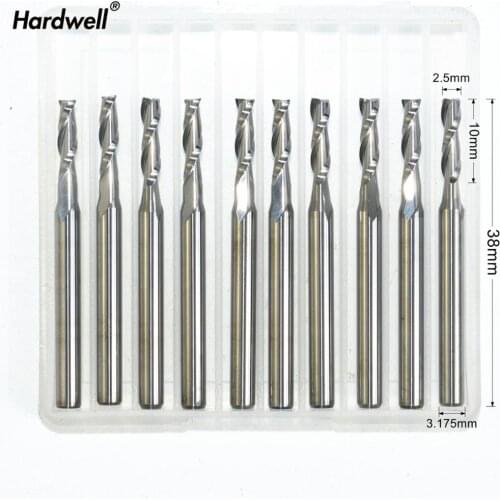 3.175mm*2.5mm*10mm,10pcs,Free shipping 2 Flutes End Mill,CNC milling Cutter,Solid carbide woodworking tool,PVC,MDF,Acrylic,wood