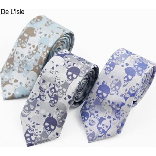 Brand New Fashion Jacquard Skull Skinny Slim Necktie Demon Skull Skeleton 6cm Narrow Tie Microfibre Nano Waterproof Men Gift