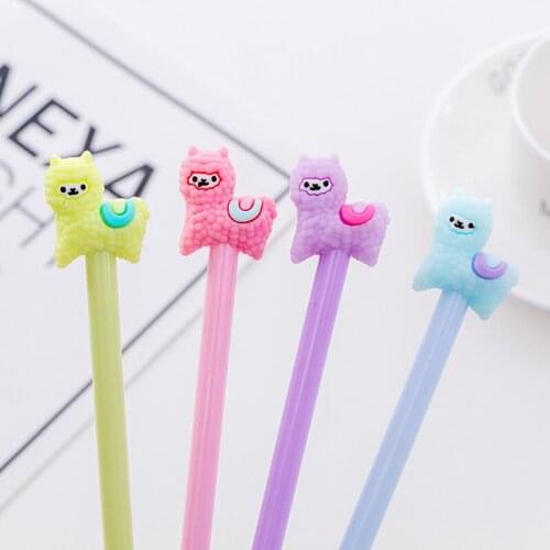 36PCS Creative Cute Alpaca Animal Gel Pens Black Water Pen Signature Pen Student Prize Stationery Office Accessories
