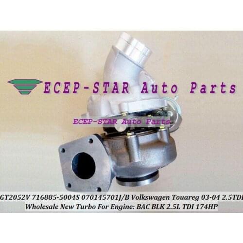 GT20V GT2052V 716885 716885-5004S 070145701J 070145702B turbo turbocharger for Volkswagen VW Touareg 2.5L TDI 174HP BAC BLK
