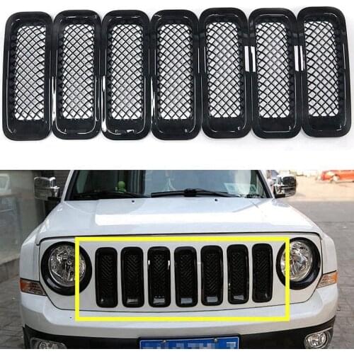 7PCS Front Grill Cover Mesh Grille Insert Kit for 2011-2016 Jeep Patriot